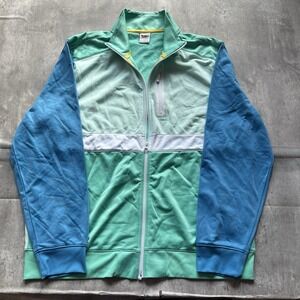 Bonobos Sweater Adult Large Green Blue Zip Up Sweatshirt Pullover High Neck Mens